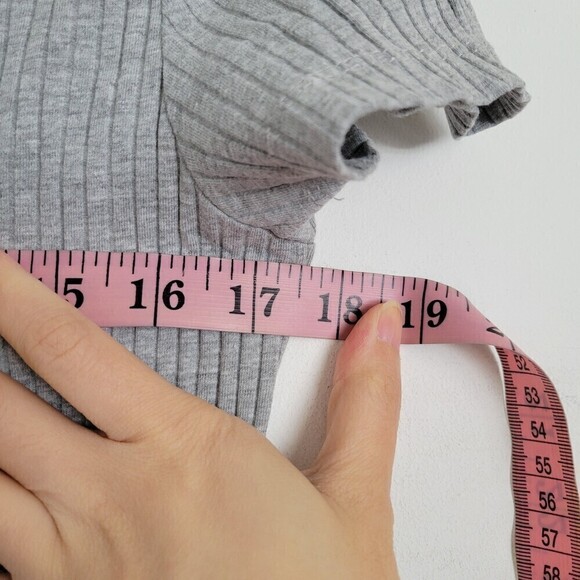 H&M Divided Heather Gray Ribbed Short Sleeve Jersey Knit Mini Dress Size Large - Picture 7 of 11